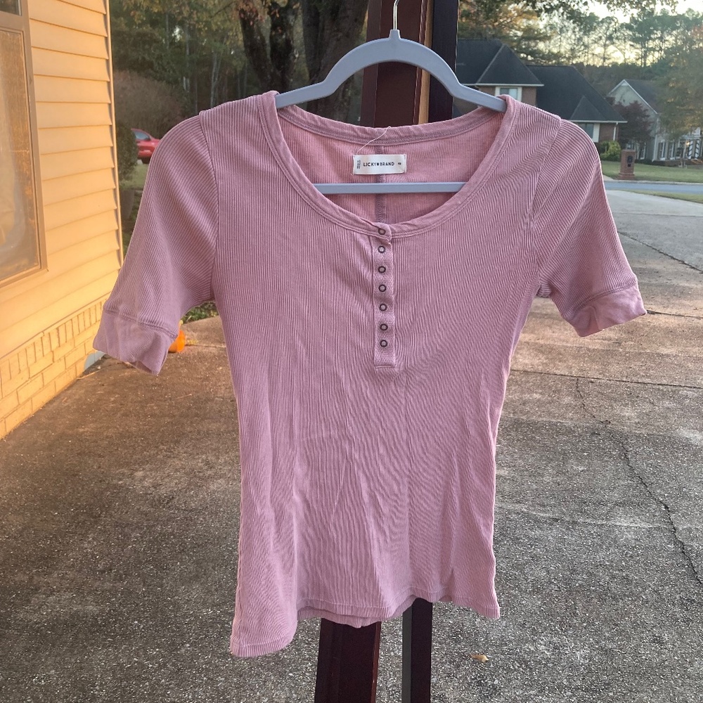 pink henley top